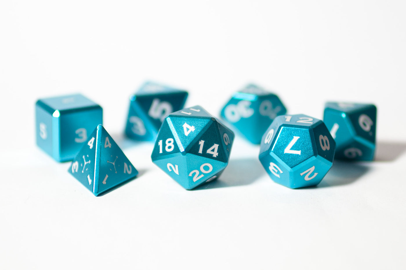 Metal Polyhedral RPG Dice Set - Aquamarine - Gemstone Collection - GRAVITY DICE