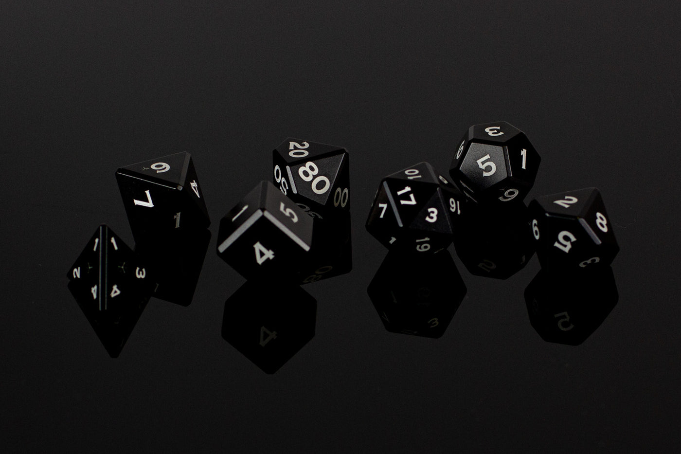 Metal Polyhedral RPG Dice Set - Black - GRAVITY DICE