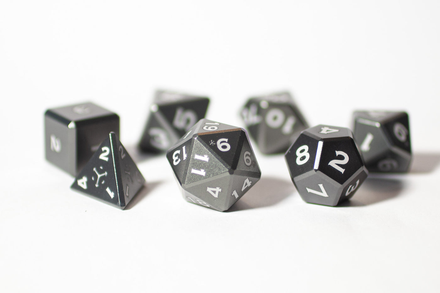Metal Polyhedral RPG Dice Set - Cloudy Quartz - Gemstone Collection - GRAVITY DICE