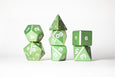 Metal Polyhedral RPG Dice Set - Dragon Eye Green - Fantasy Matte Collection - GRAVITY DICE
