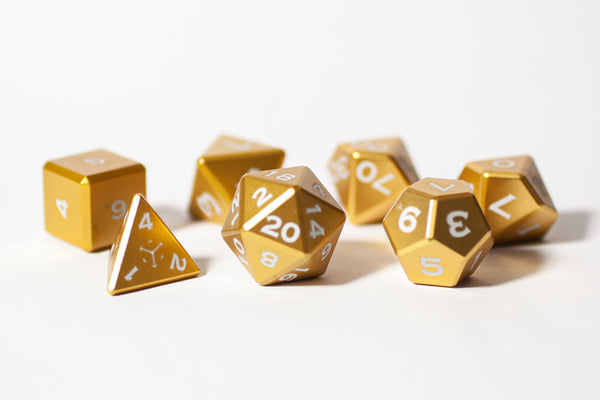 Metal Polyhedral RPG Dice Set - Gold Topaz - Gemstone Collection - GRAVITY DICE