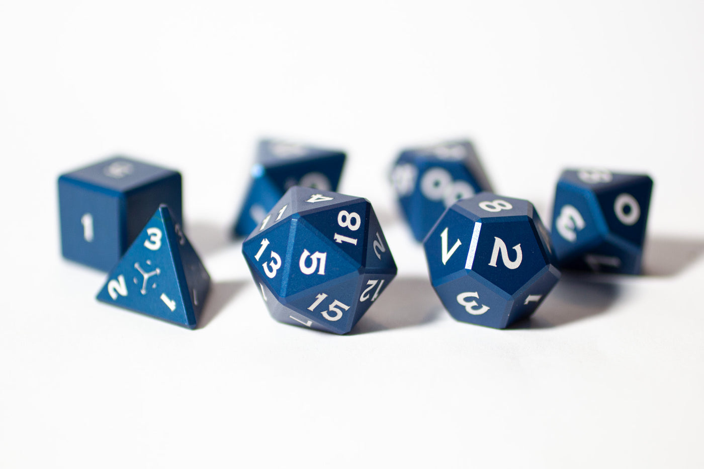 Metal Polyhedral RPG Dice Set - Mana Potion Blue - Fantasy Matte Collection - GRAVITY DICE