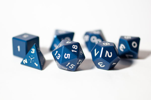 Metal Polyhedral RPG Dice Set - Mana Potion Blue - Fantasy Matte Collection - GRAVITY DICE