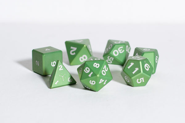 Metal Polyhedral RPG Dice Set - Dragon Eye Green - Fantasy Matte Collection - GRAVITY DICE