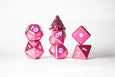 Metal Polyhedral RPG Dice Set - Rose Quartz - Gemstone Collection - GRAVITY DICE