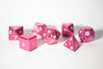 Metal Polyhedral RPG Dice Set - Rose Quartz - Gemstone Collection - GRAVITY DICE