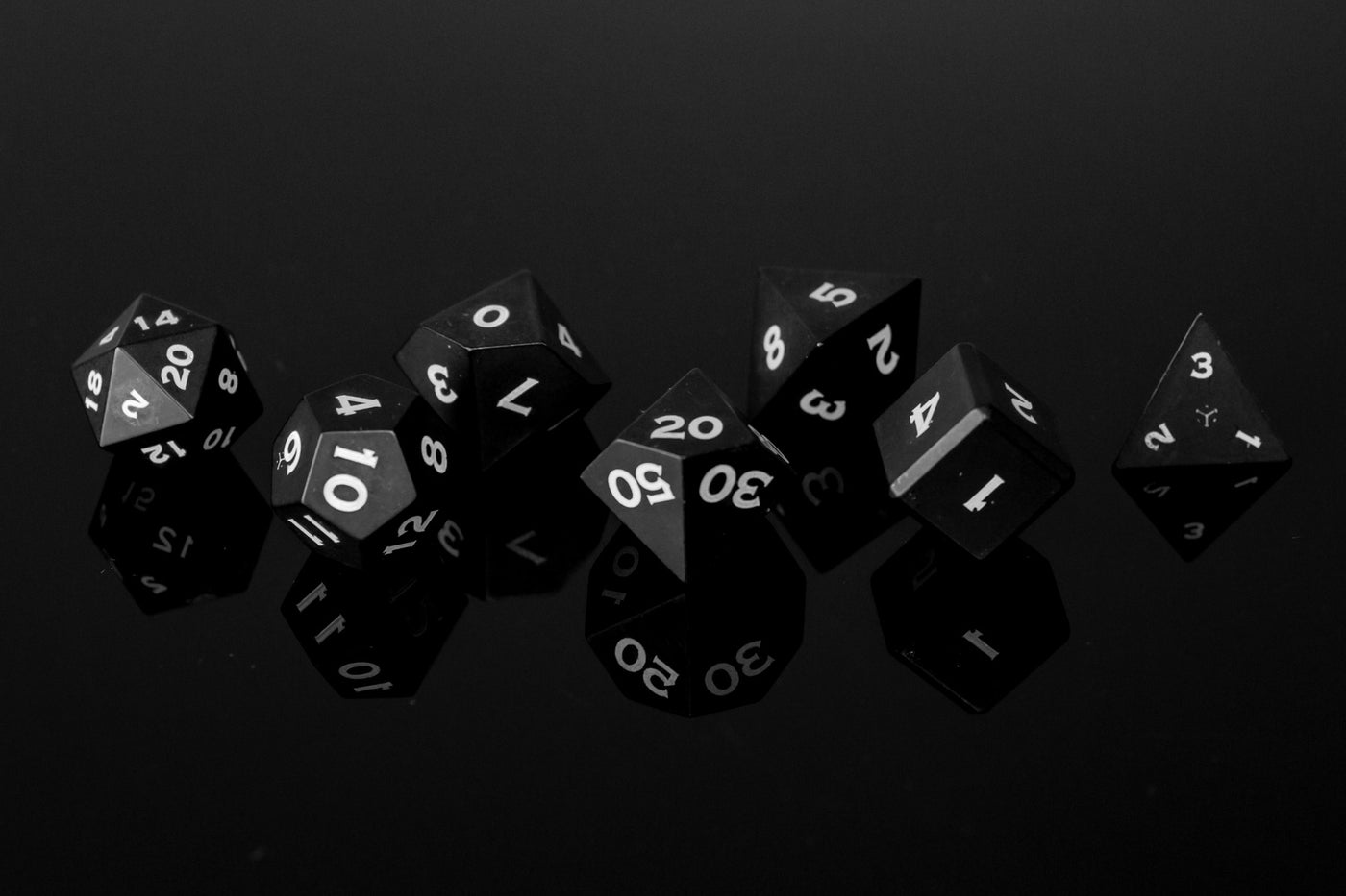 Version 1 Metal Polyhedral RPG Dice Set - Black - Limited Release - GRAVITY DICE