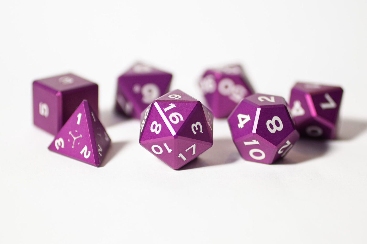 Metal Polyhedral RPG Dice Set - Poisoned Breath Purple - Fantasy Matte Collection - GRAVITY DICE