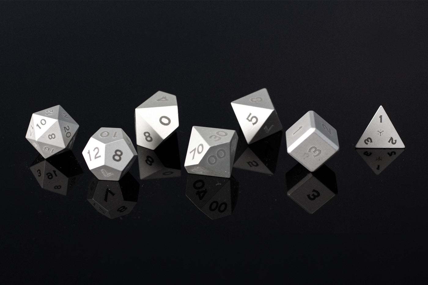 Version 1 Metal Polyhedral RPG Dice Set - Silver - Limited Release - GRAVITY DICE